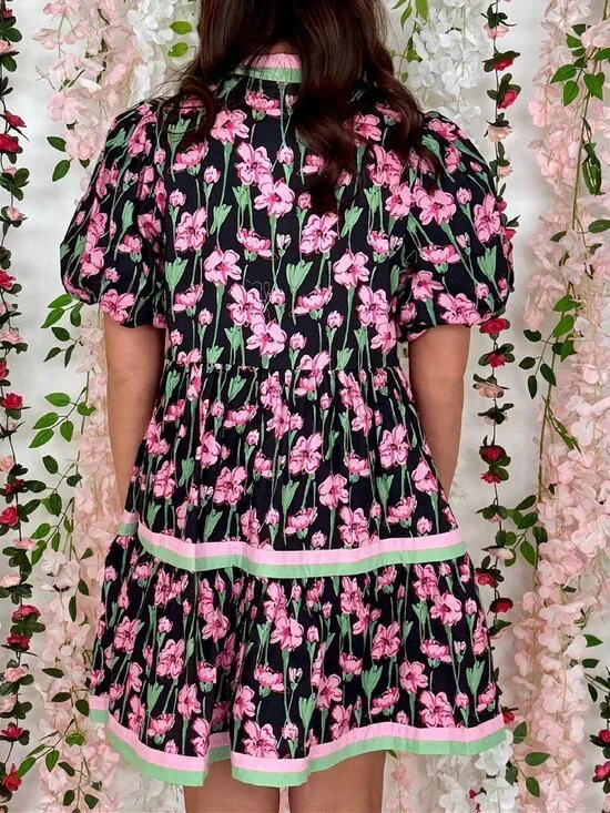 Black Cute Women's Babydoll Mini Dress - Picture 2 of 5